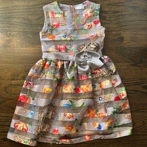 Grey Fancy Floral Dress